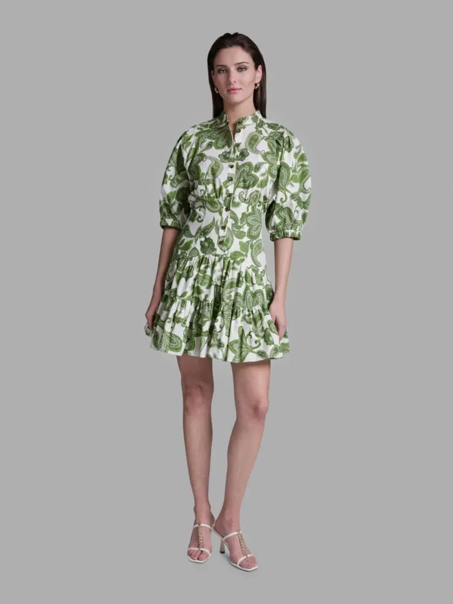 Женское платье с пышными рукавами и принтом «пейсли» BCBG — изображение 1 из 5, мульти