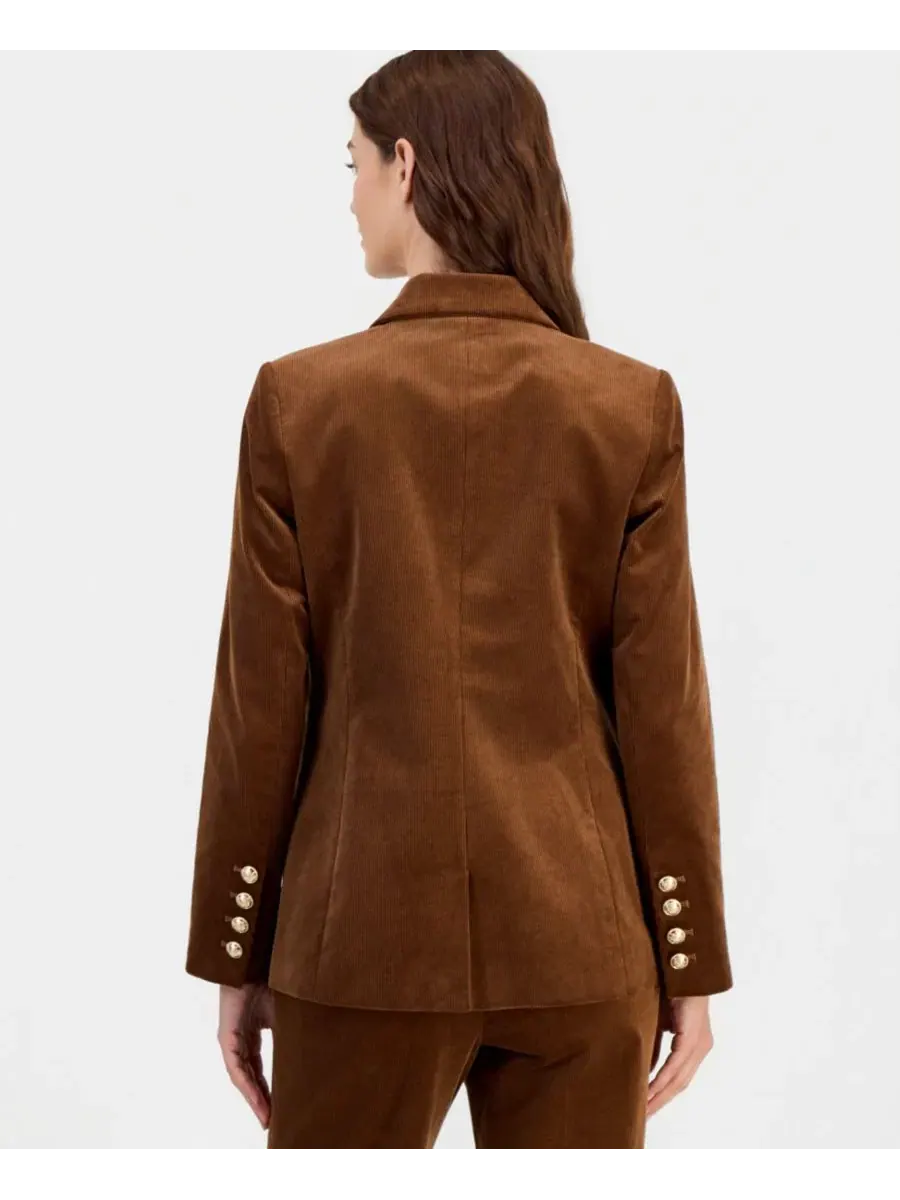 Костюм из вельвета с жакетом и брюками, модель Single-Button Blazer & Corduroy Pants Tahari ASL — изображение 3 из 4