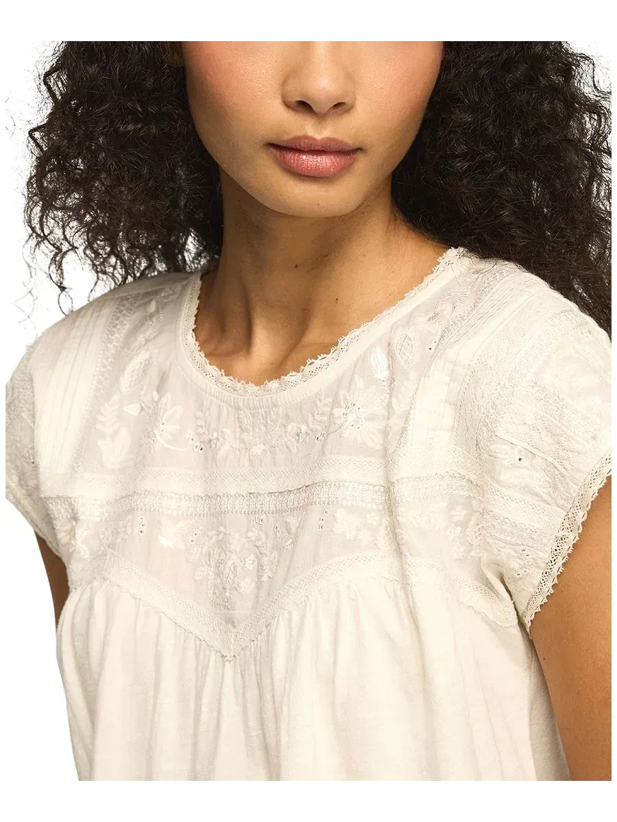 Топ с вышивкой на кокетке Lucky Brand — изображение 4 из 6, белый