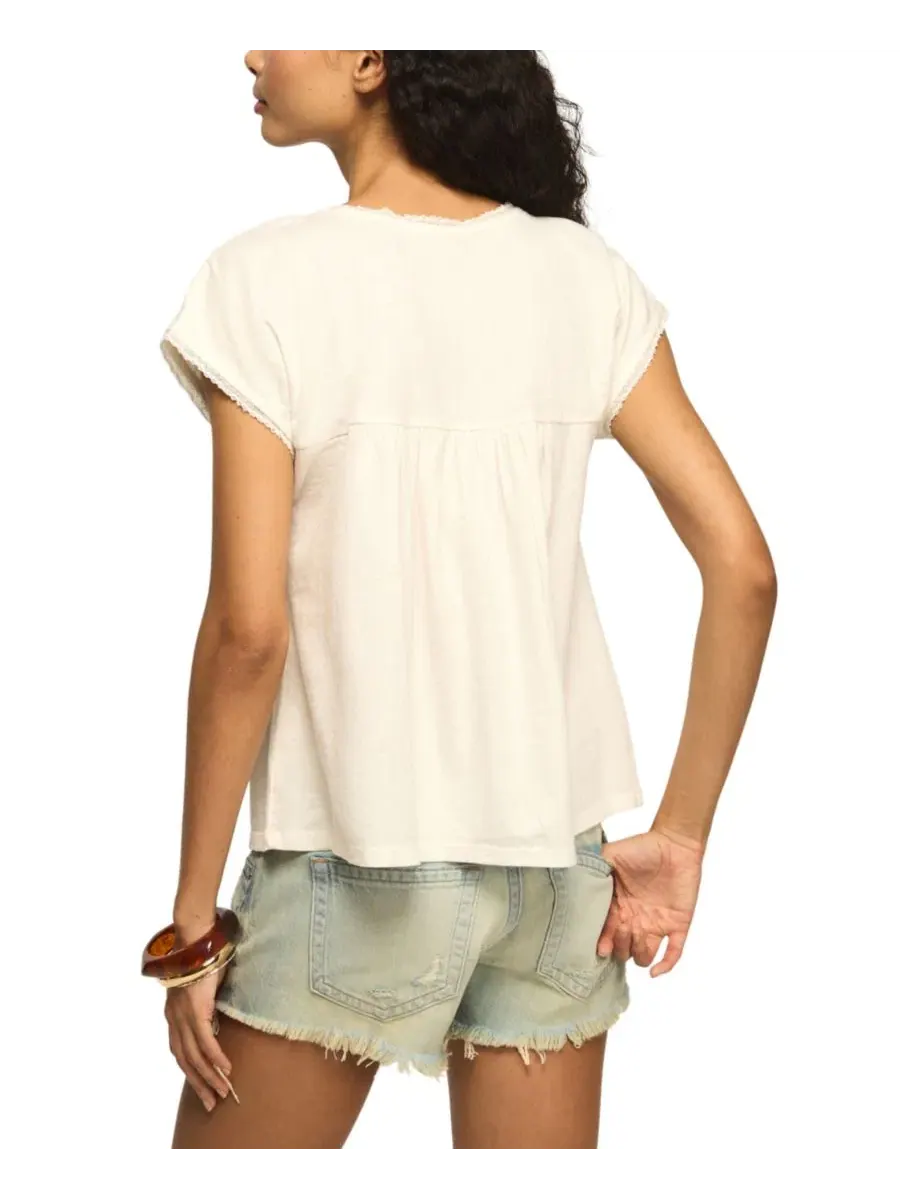 Топ с вышивкой на кокетке Lucky Brand — изображение 5 из 6, белый
