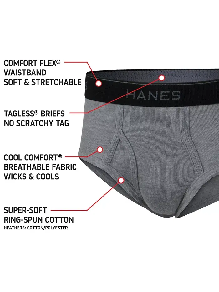 Трусы хлопковые для мальчиков Big Boys Ultimate, 5 штук в упаковке Hanes — изображение 3 из 4, черный серый