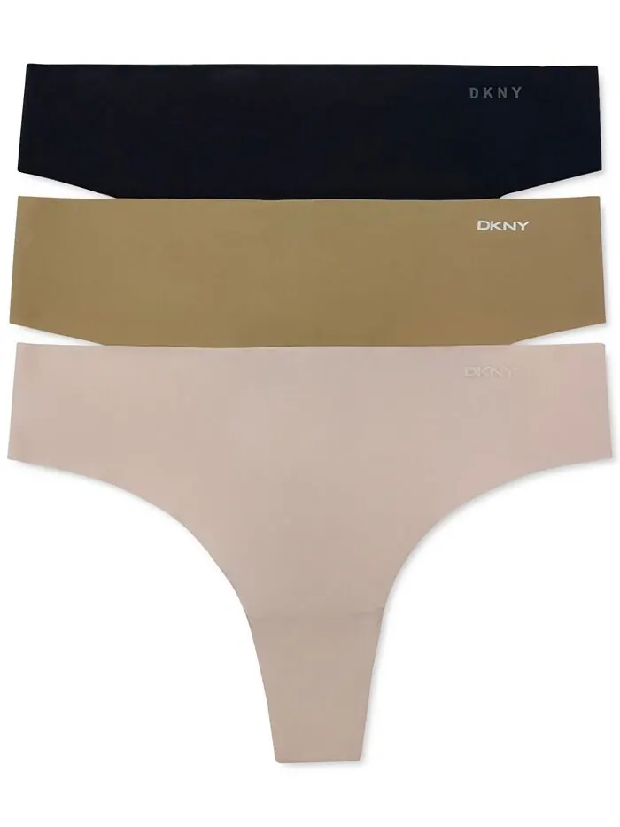 Женские 3 шт. Нижнее белье-стринги Litewear Cut Anywear DK5026BP3 DKNY — изображение 1 из 3, черный кремовый