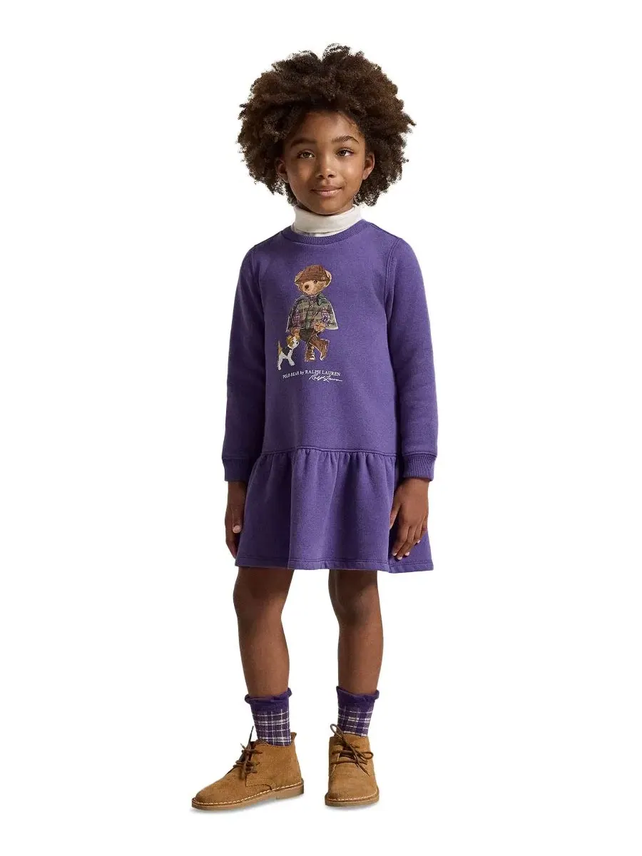 Платье с длинным рукавом Polo Bear Polo Ralph Lauren — изображение 1 из 5, фиолетовый