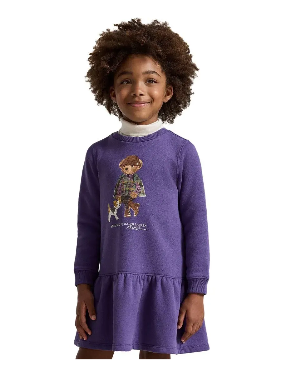 Платье с длинным рукавом Polo Bear Polo Ralph Lauren — изображение 2 из 5, фиолетовый