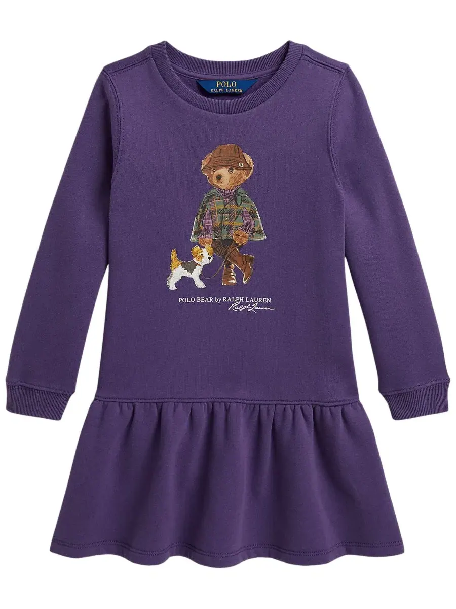 Платье с длинным рукавом Polo Bear Polo Ralph Lauren — изображение 4 из 5, фиолетовый