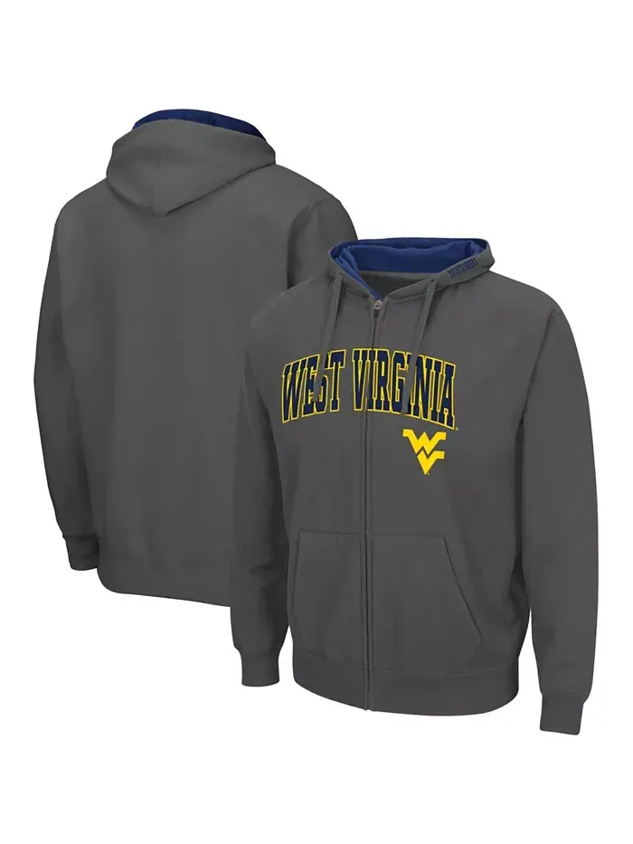 Мужская толстовка West Virginia Mountaineers Arch and Logo 3.0 с молнией Colosseum — изображение 1 из 5, темно-серый