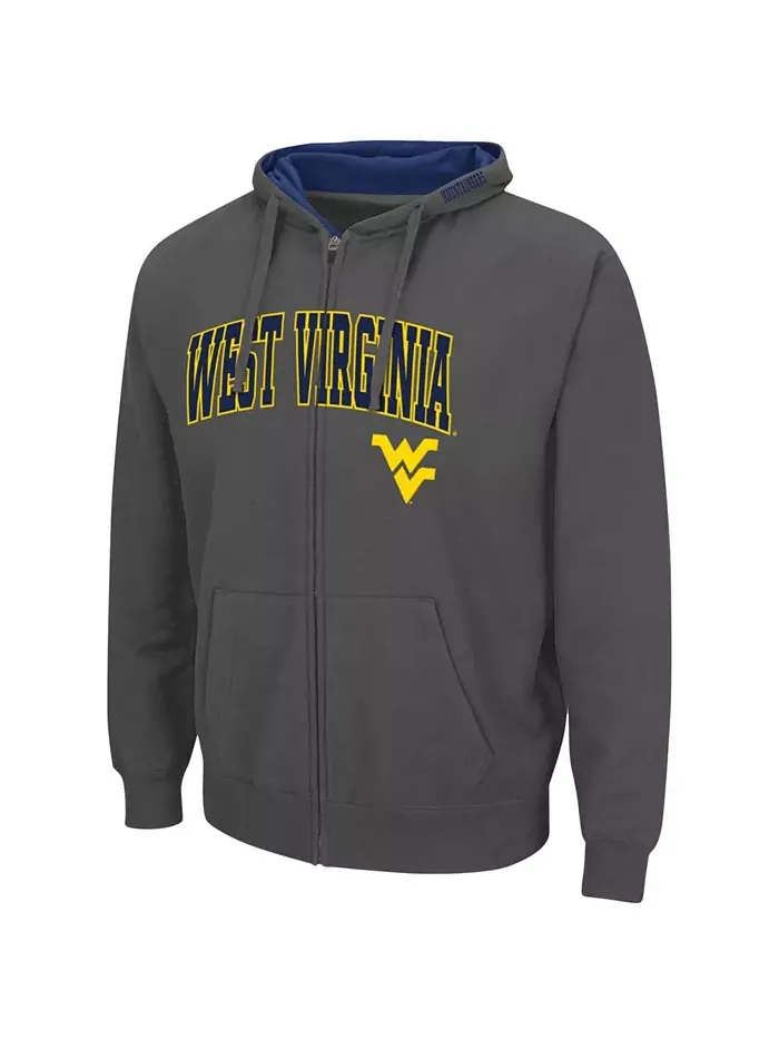 Мужская толстовка West Virginia Mountaineers Arch and Logo 3.0 с молнией Colosseum — изображение 2 из 5, темно-серый