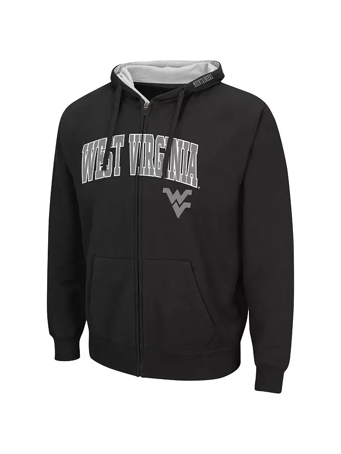 Мужская толстовка West Virginia Mountaineers Arch and Logo 3.0 с молнией Colosseum — изображение 4 из 5, темно-серый