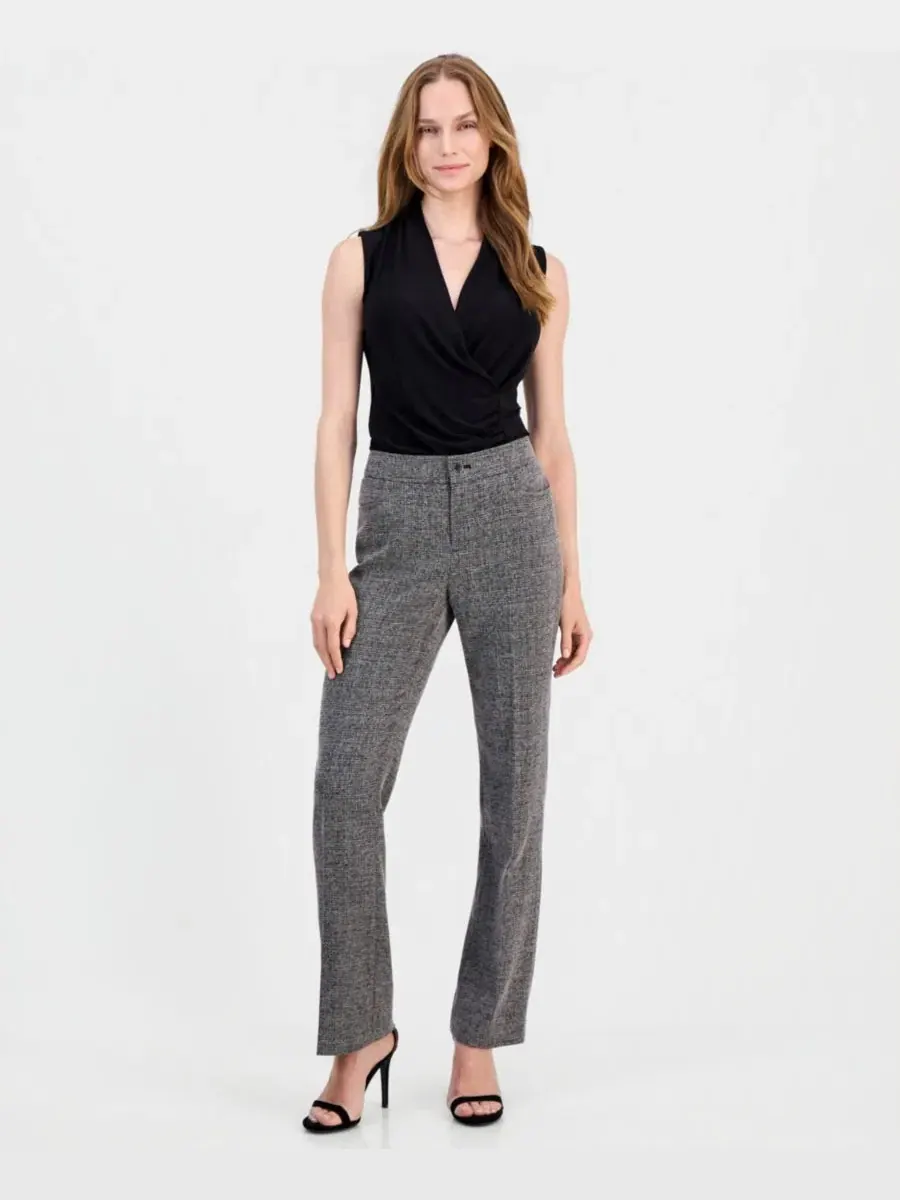 Брюки прямого кроя с защипами Anne Klein — изображение 2 из 4, черный/белый