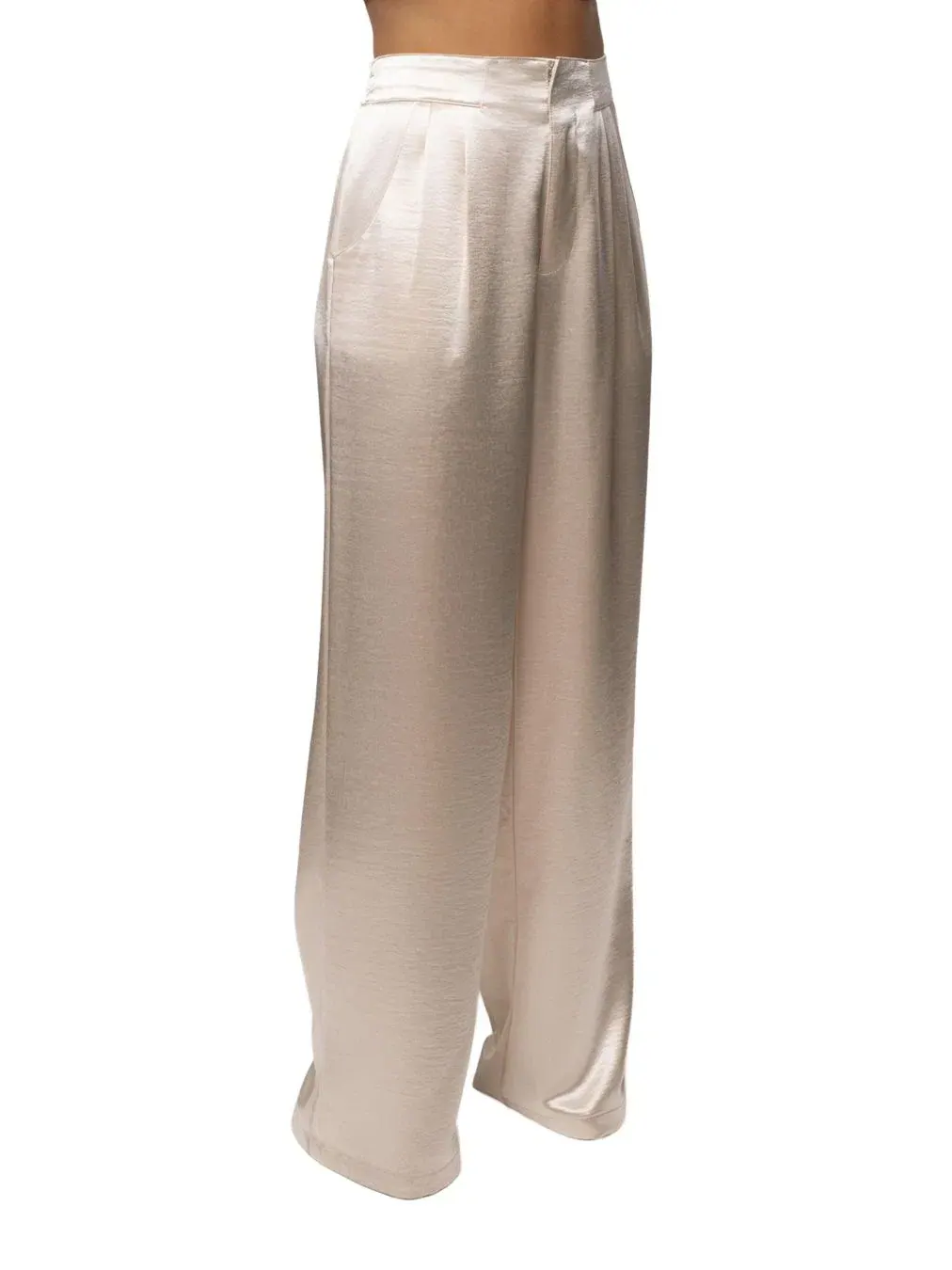 Брюки Thea Satin с высокой посадкой JLUXLABEL — изображение 2 из 11, белый
