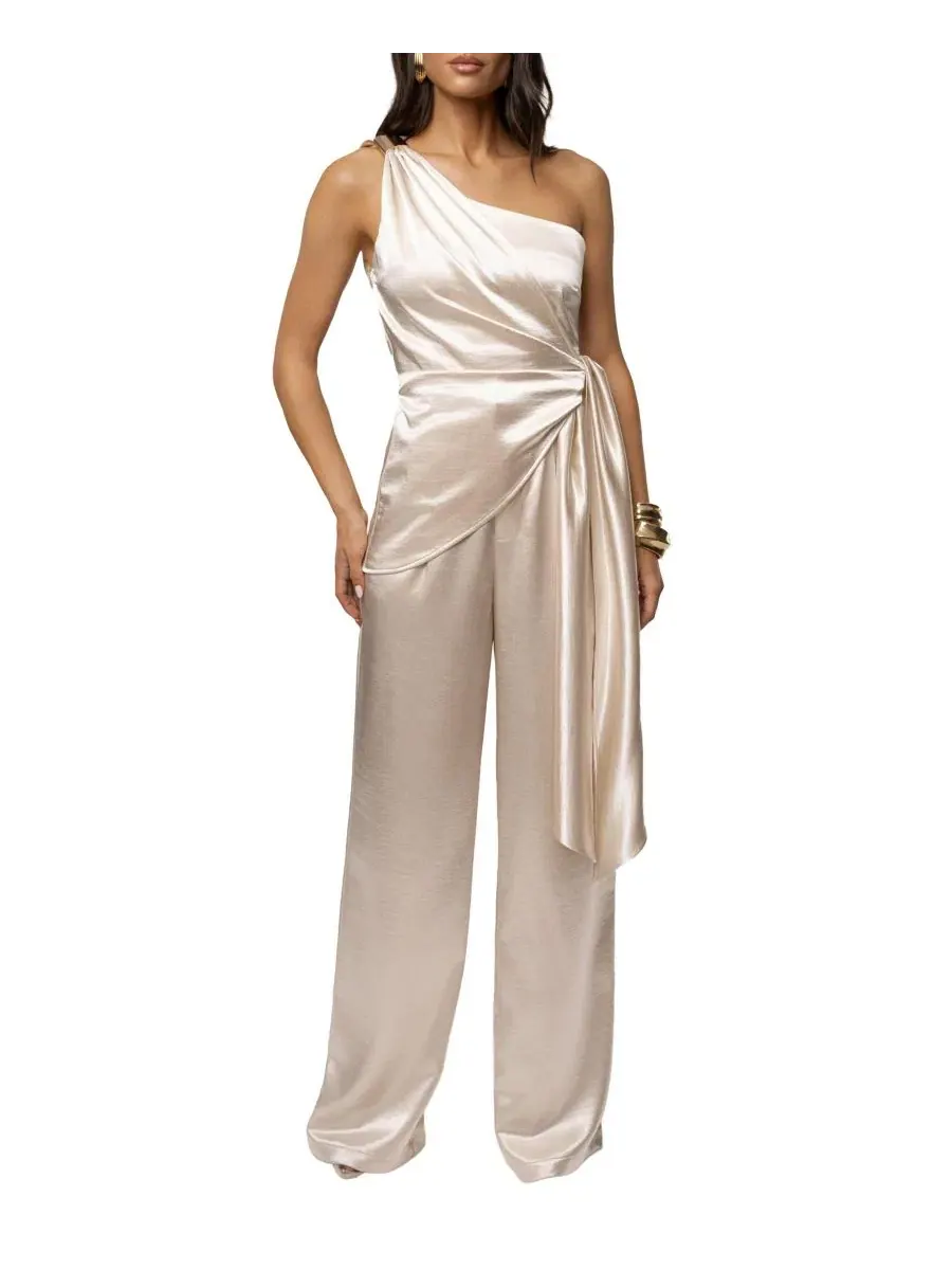 Брюки Thea Satin с высокой посадкой JLUXLABEL — изображение 4 из 11, белый