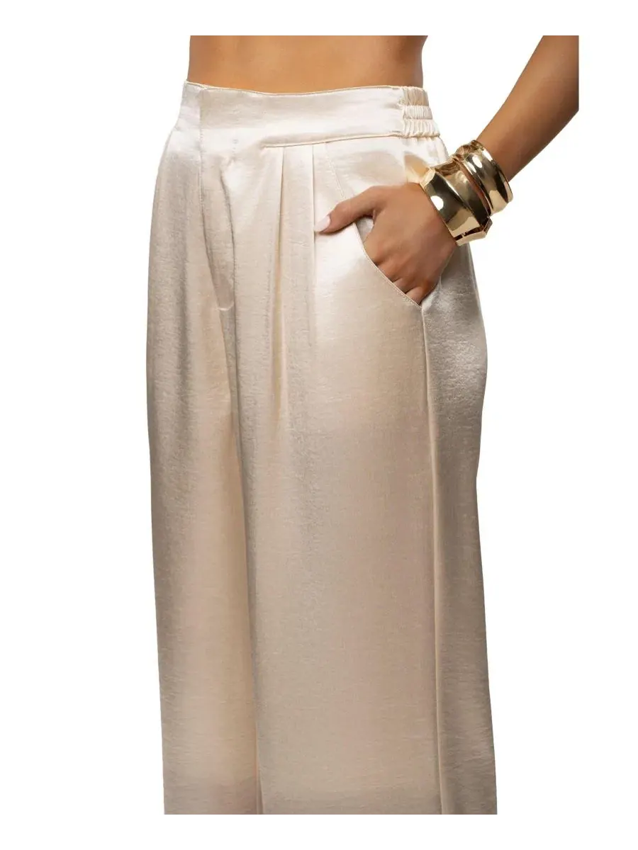 Брюки Thea Satin с высокой посадкой JLUXLABEL — изображение 7 из 11, белый
