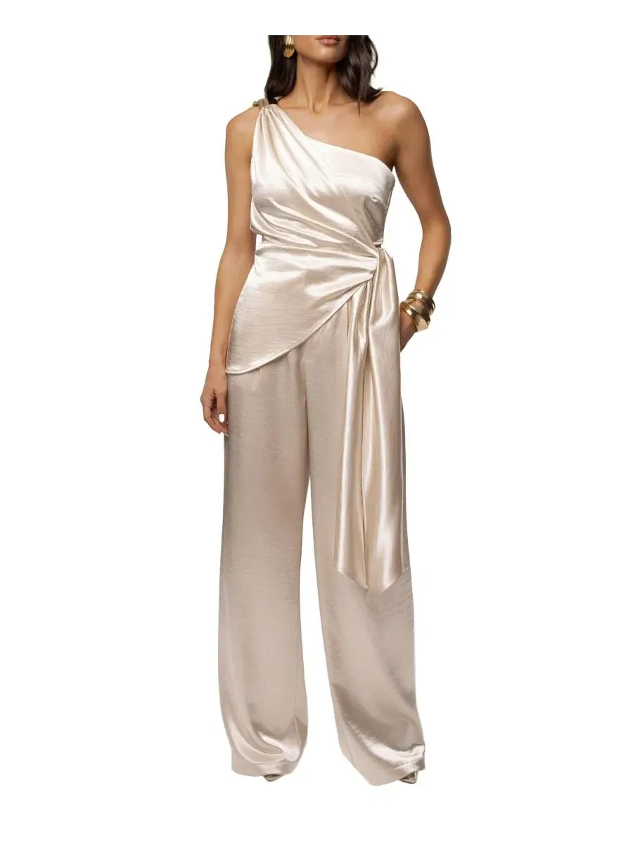Брюки Thea Satin с высокой посадкой JLUXLABEL — изображение 8 из 11, белый