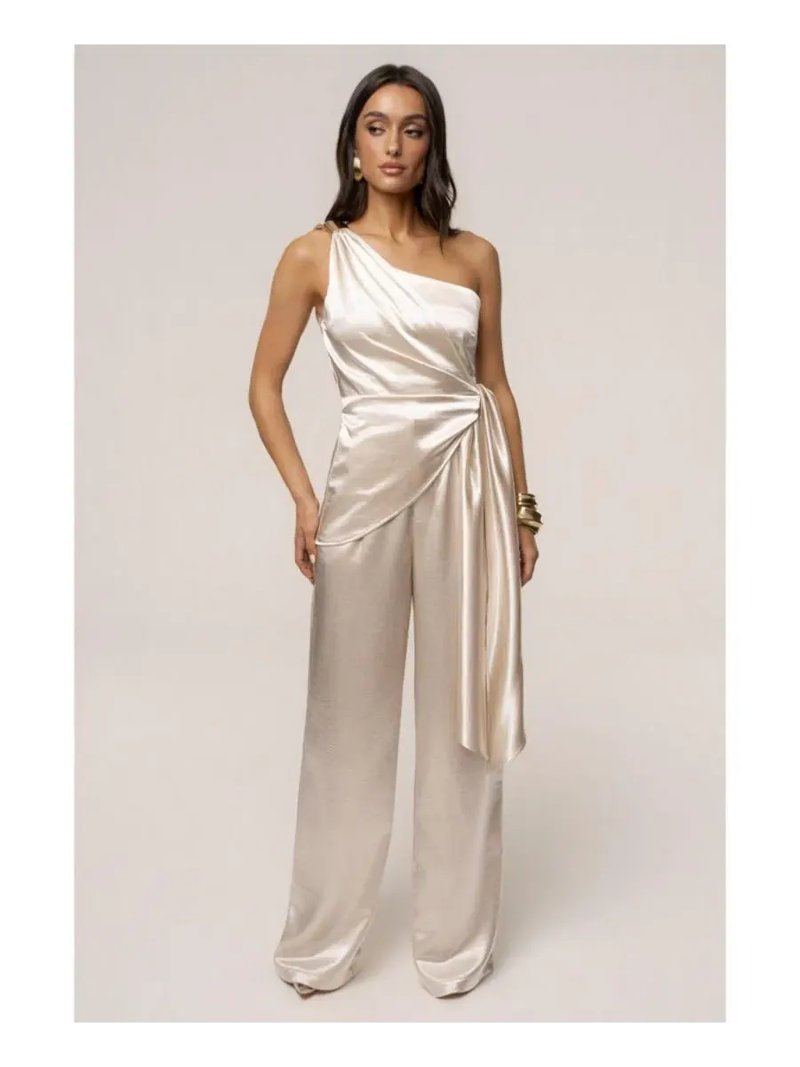 Брюки Thea Satin с высокой посадкой JLUXLABEL — изображение 9 из 11, белый