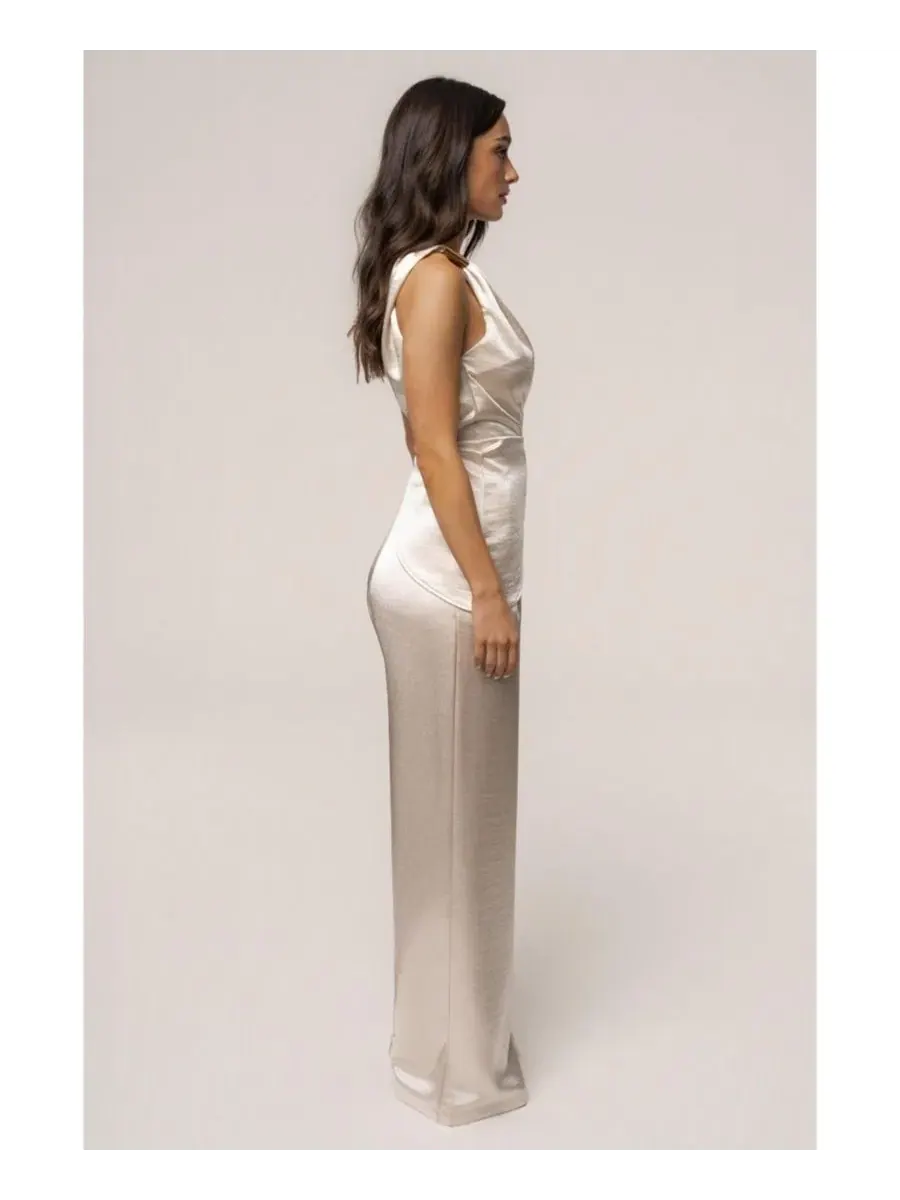 Брюки Thea Satin с высокой посадкой JLUXLABEL — изображение 10 из 11, белый