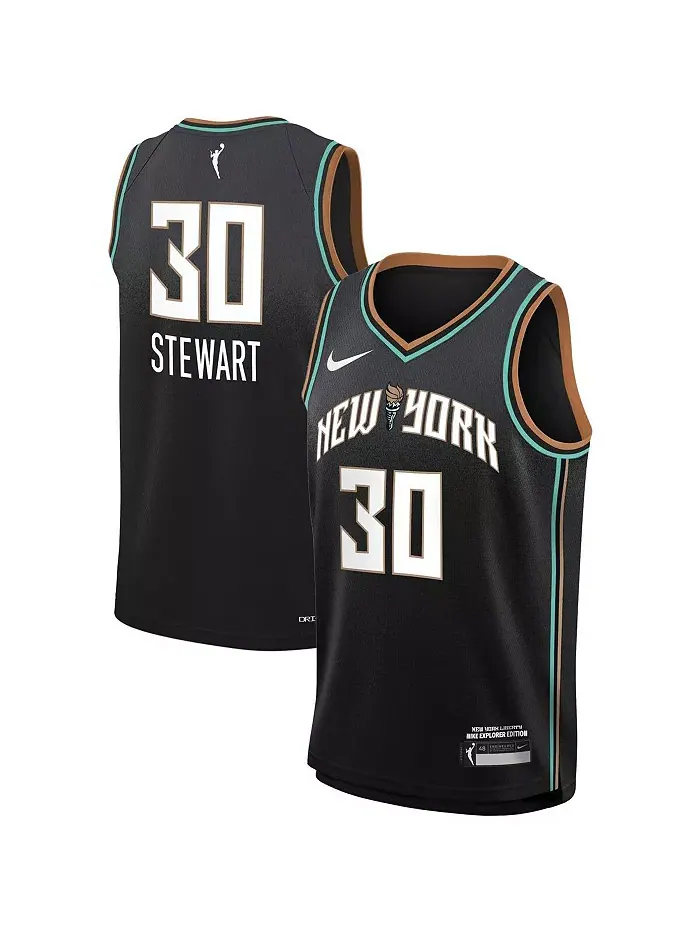 Футболка баскетбольная Big Boys and Girls Breanna Stewart New York Liberty Swingman - Explorer — изображение 1 из 1, черный