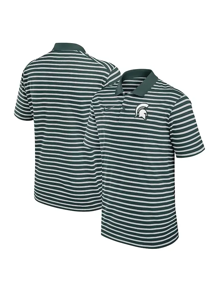 Мужская поло Michigan State Spartans Primetime Victory Striped Performance Nike — изображение 1 из 5, зеленый белый