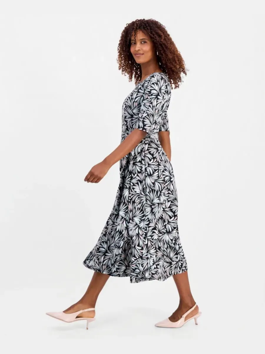 Платье с принтом и рукавом до локтя, модель Fit & Flare Kasper — изображение 3 из 5, черный мульти
