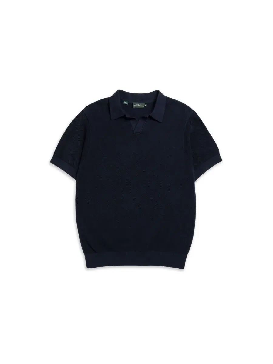 Мужское поло из хлопка Avalon Cotton Knitted Polo Rodd & Gunn — изображение 4 из 6, затмение