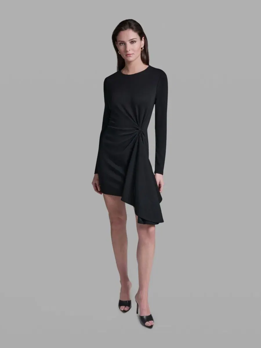 Платье мини с длинным рукавом, с драпировкой на талии BCBG