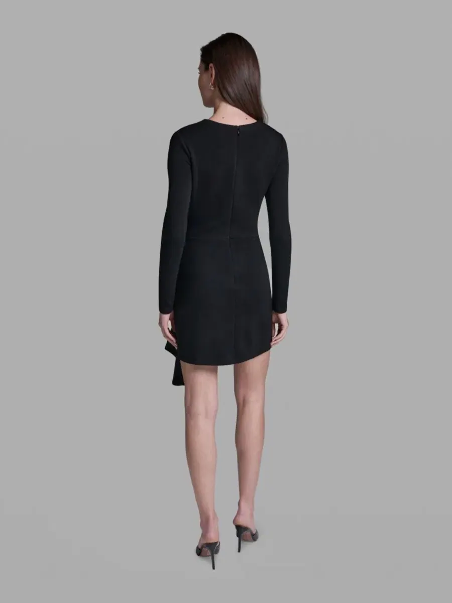 Платье мини с длинным рукавом, с драпировкой на талии BCBG — изображение 3 из 3, черный