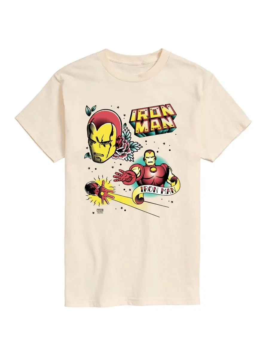 Футболка с принтом Iron Man Traditional Tattoo AIRWAVES — изображение 1 из 3, бежевый