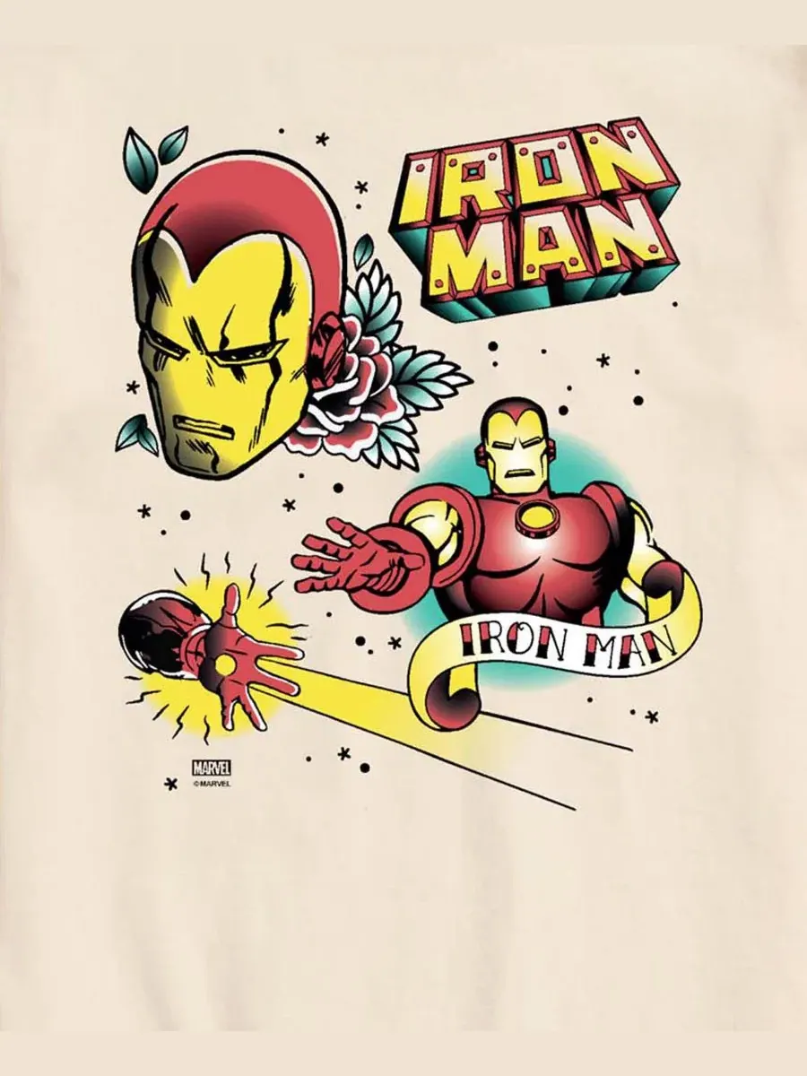 Футболка с принтом Iron Man Traditional Tattoo AIRWAVES — изображение 3 из 3, бежевый
