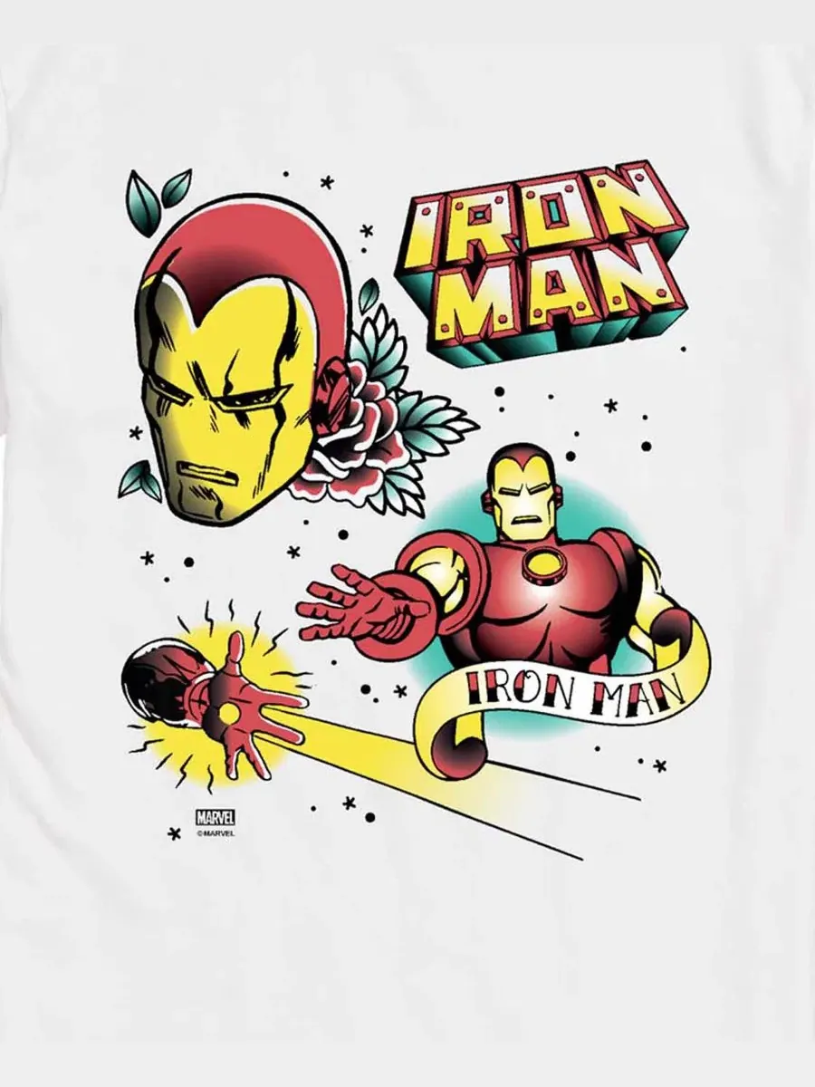 Футболка с принтом Iron Man Traditional Tattoo AIRWAVES — изображение 3 из 3, белый