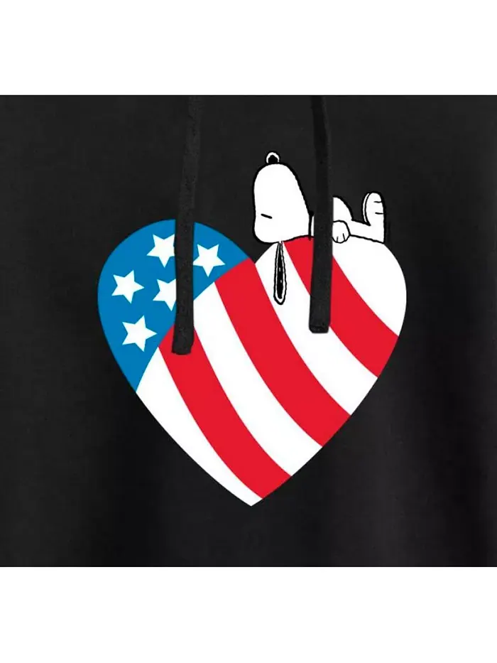 Модный молодежный кроп-худи с графикой флага и героем Peanuts Snoopy Hybrid Apparel — изображение 2 из 3, черный