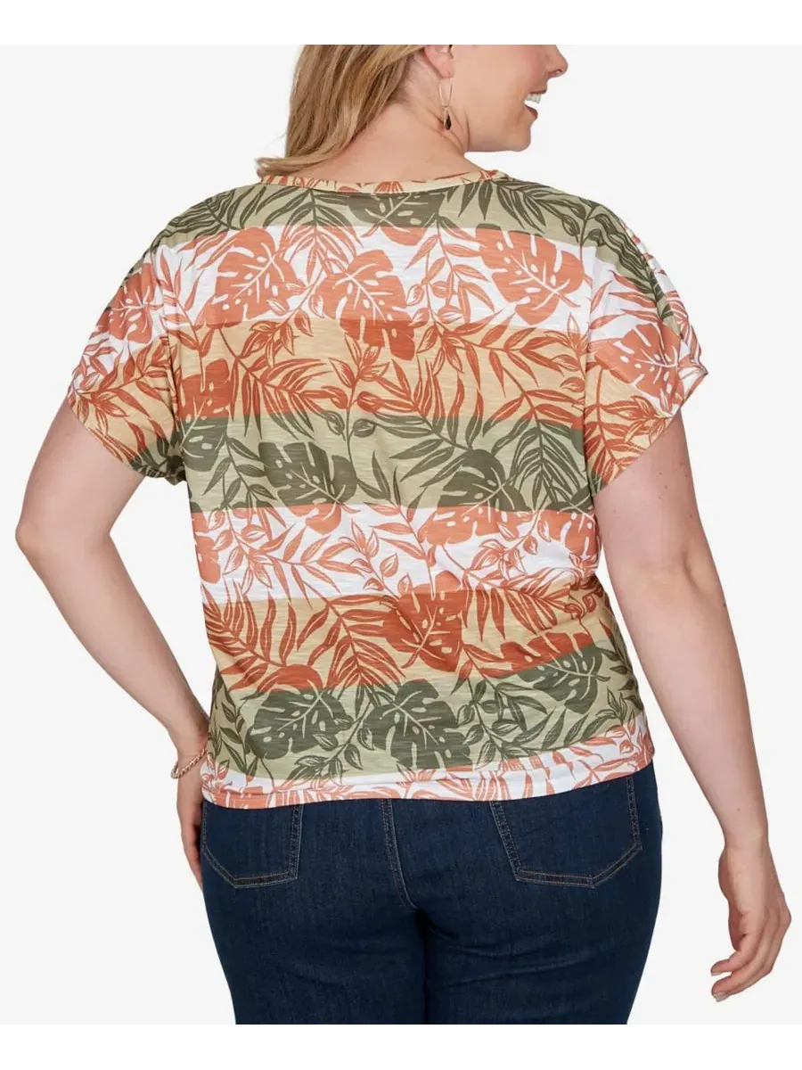 Топ с завязками спереди Print Knit Tie-Front Plus Size — изображение 4 из 4, мульти
