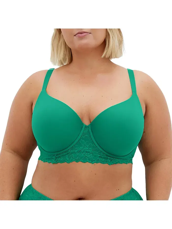 Бюстгальтер Gemma Contour Longline размера Plus CITY CHIC — изображение 1 из 5, зеленый