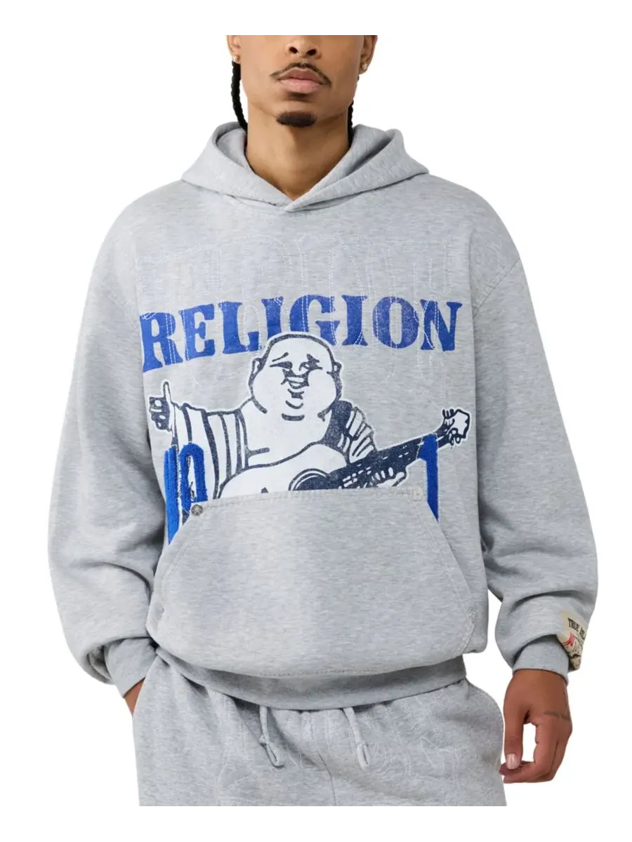 Худи с принтом Buddha Logo True Religion — изображение 1 из 3, серый