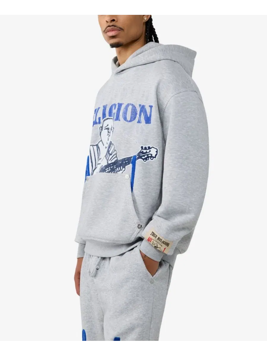 Худи с принтом Buddha Logo True Religion — изображение 2 из 3, серый