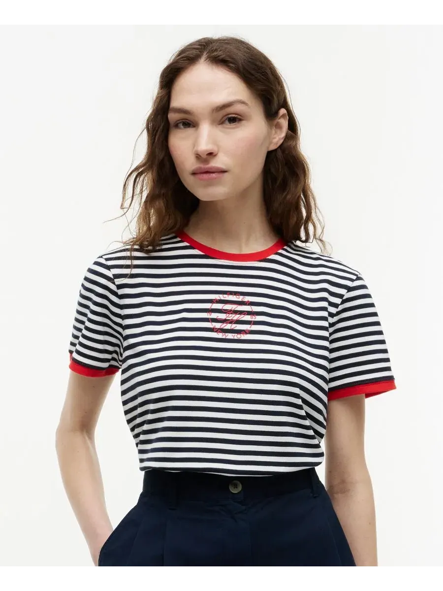 Футболка с коротким рукавом и полосатым принтом Tommy Hilfiger