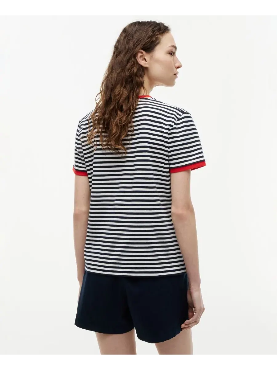 Футболка с коротким рукавом и полосатым принтом Tommy Hilfiger — изображение 5 из 5, темный темно-синий