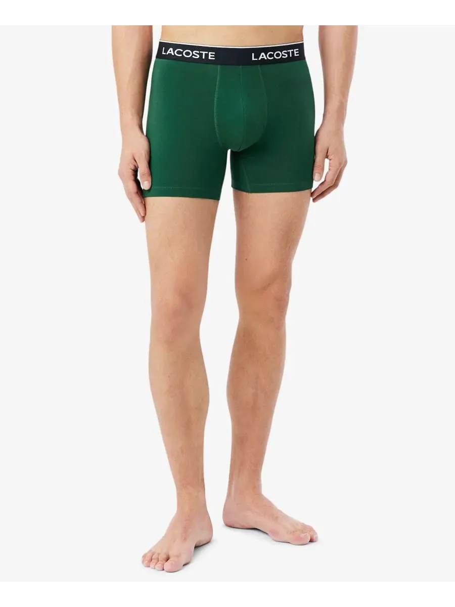 Комплект трусов-боксеров с логотипом Lacoste, 3 пары — изображение 3 из 7, зеленый-черный