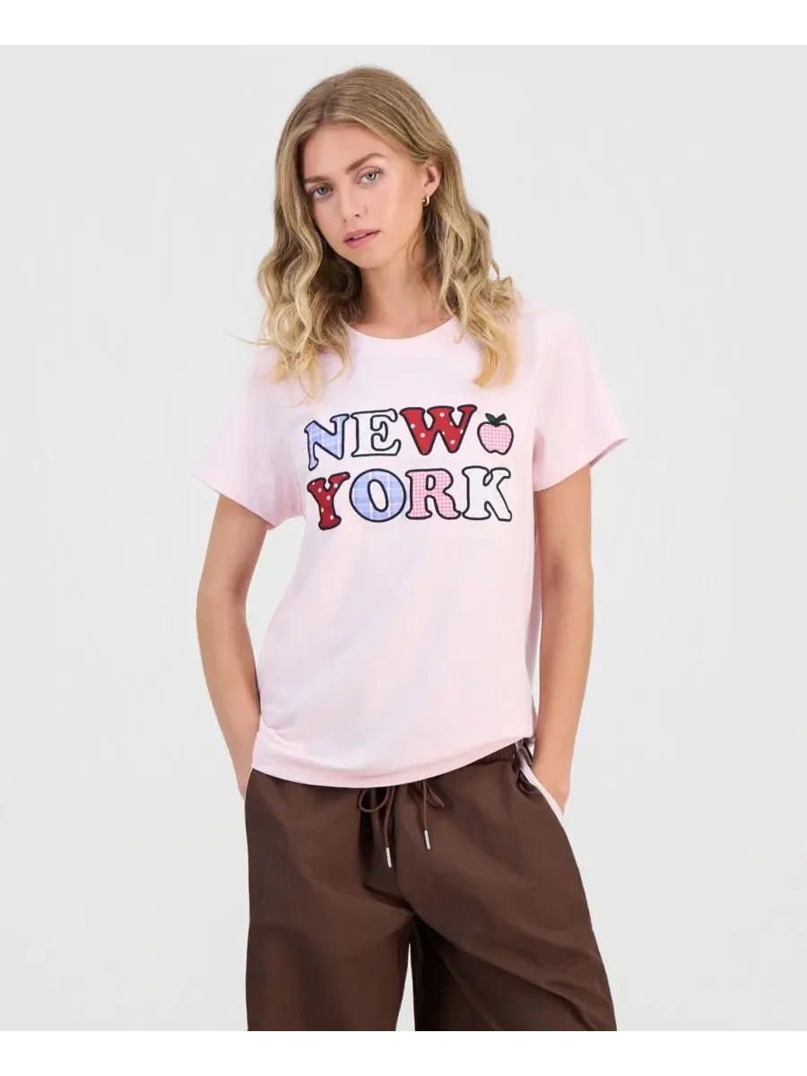 Футболка с аппликацией New York Freeze 24-7 — изображение 1 из 4, розовый