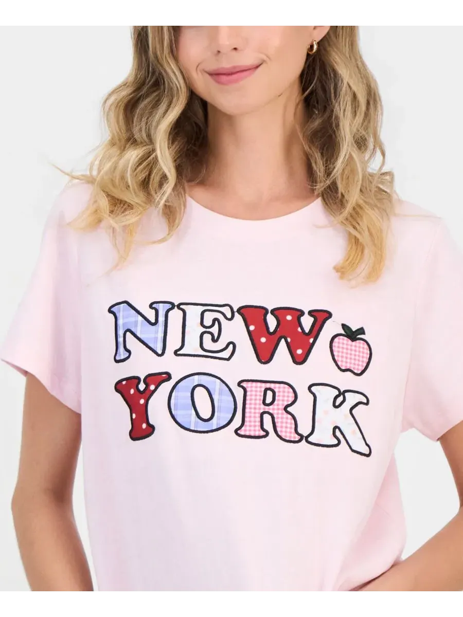 Футболка с аппликацией New York Freeze 24-7 — изображение 2 из 4, розовый