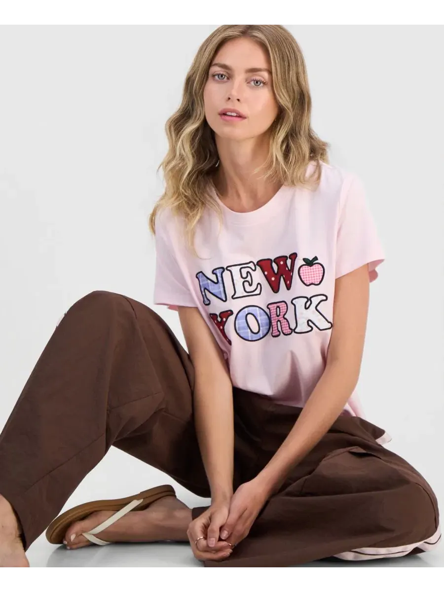 Футболка с аппликацией New York Freeze 24-7 — изображение 4 из 4, розовый