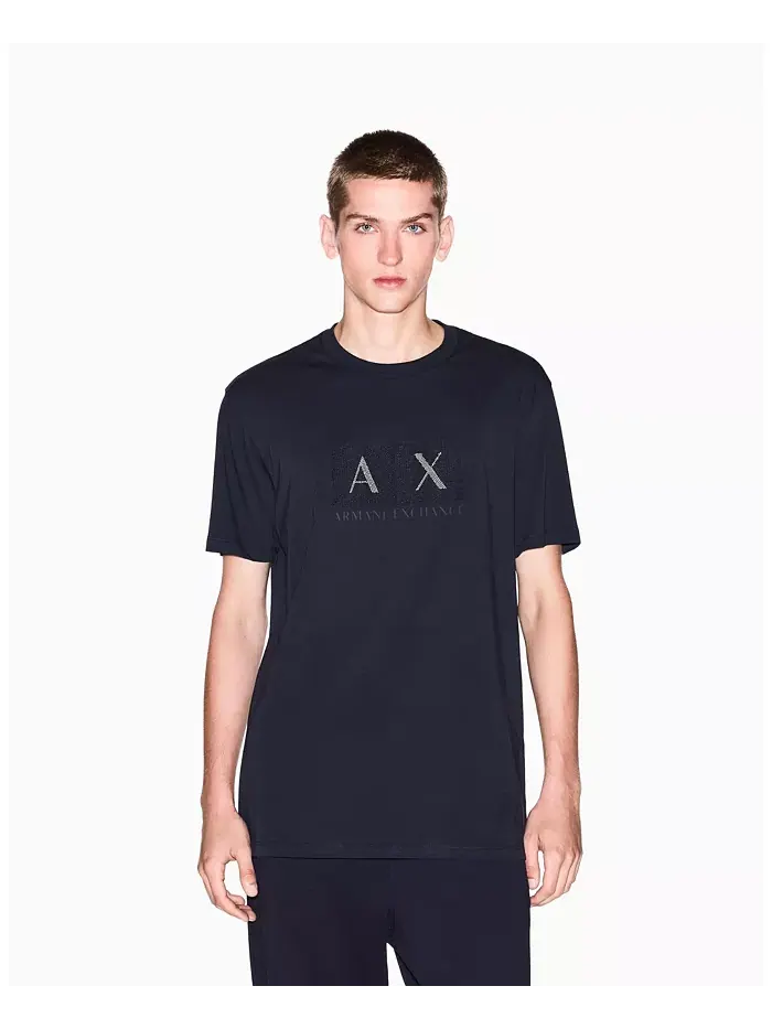 Мужская футболка с фактурной сеткой A|X Armani Exchange — изображение 1 из 5, синий