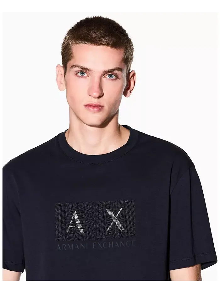 Мужская футболка с фактурной сеткой A|X Armani Exchange — изображение 4 из 5, синий