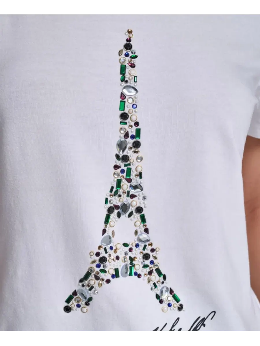 Футболка с принтом Eiffel Paris-Inspired KARL LAGERFELD PARIS — изображение 6 из 8, белый