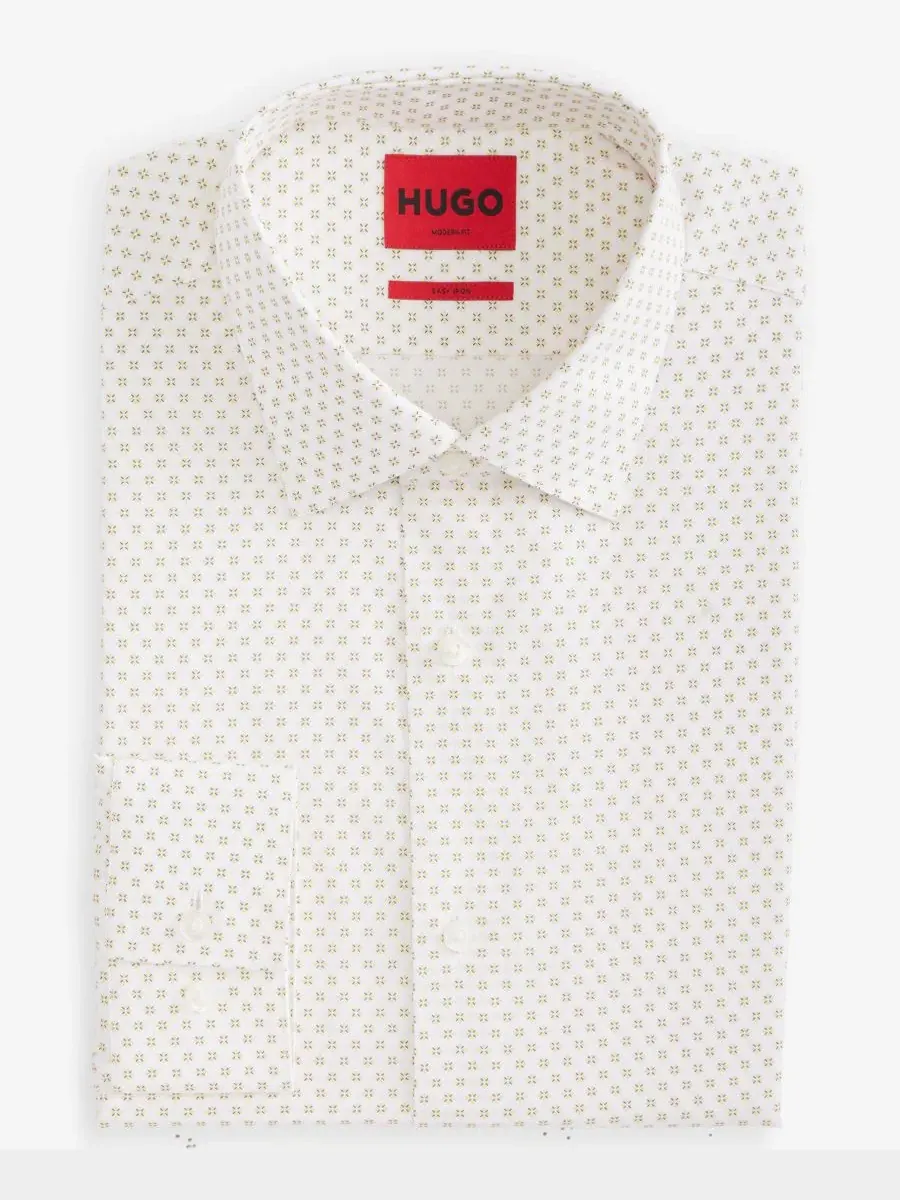 Рубашка классическая с воротником кент, современный крой Hugo Boss — изображение 4 из 6, желтый