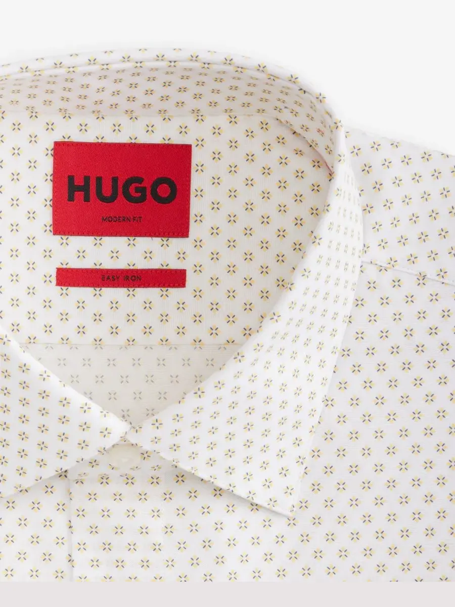 Рубашка классическая с воротником кент, современный крой Hugo Boss — изображение 5 из 6, желтый