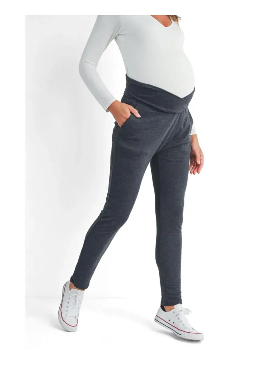 Брюки для беременных с заниженной талией и карманами, модель Pull-On Under-Bump Jogger Hello Miz — изображение 2 из 4