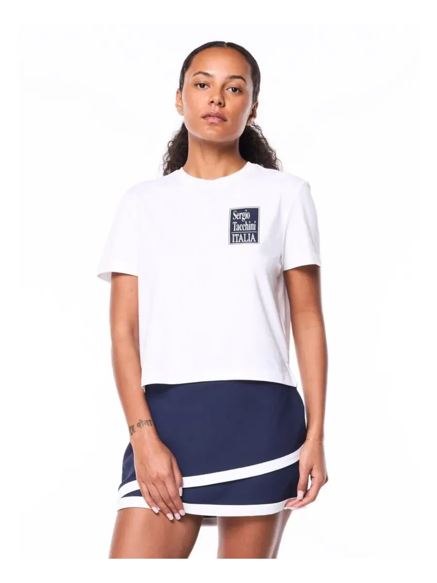 Футболка женская с коротким рукавом и принтом Italia Sergio Tacchini — изображение 1 из 4, белый