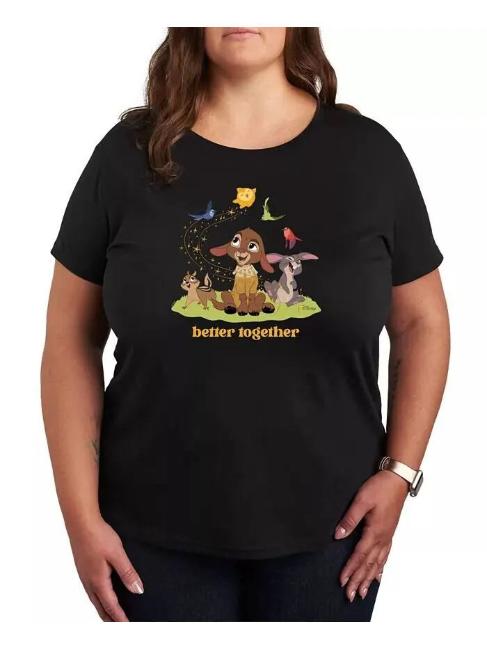 Модная футболка больших размеров с рисунком Disney Wish Hybrid Apparel — изображение 1 из 2, черный