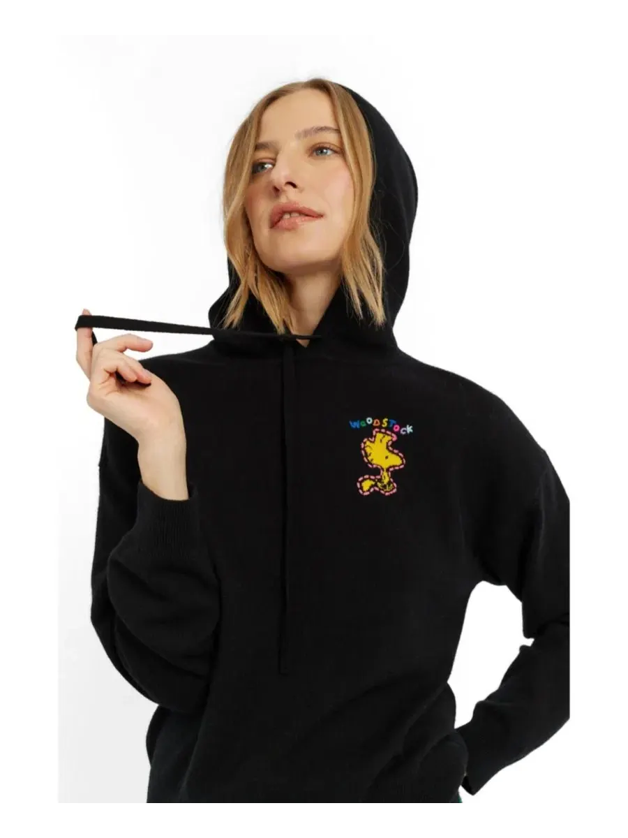 Худи оверсайз с вышивкой Snoopy и Woodstock Chinti & Parker — изображение 3 из 6, черный
