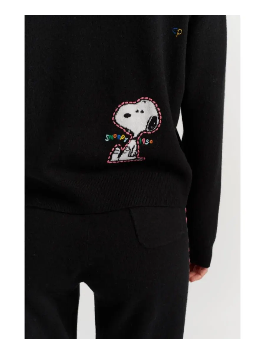 Худи оверсайз с вышивкой Snoopy и Woodstock Chinti & Parker — изображение 5 из 6, черный