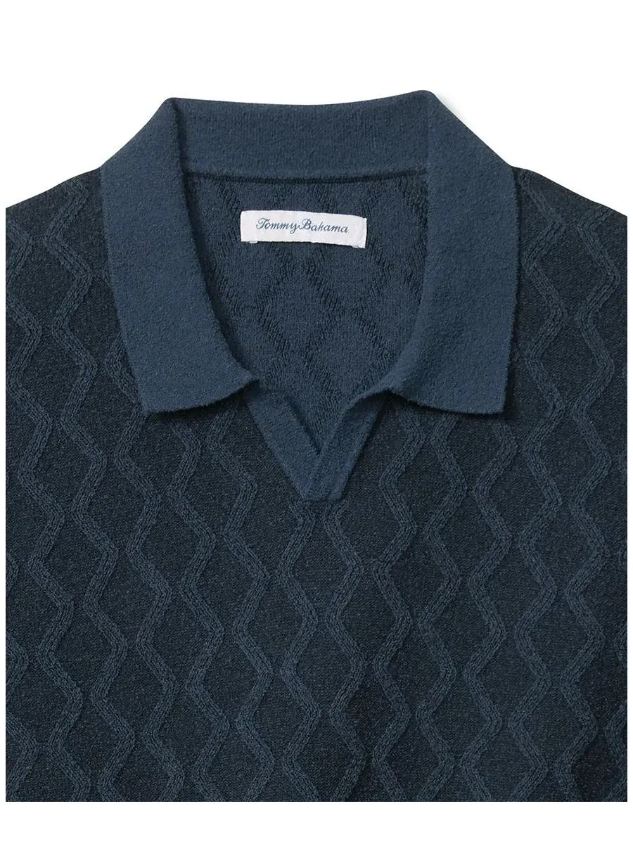 Мужская рубашка-поло с воротником-джонни Tommy Bahama — изображение 5 из 5, синий